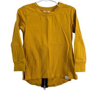 Posh Kiddos Mustard Yellow Long Sleeve Zipper Shirt Size 3T